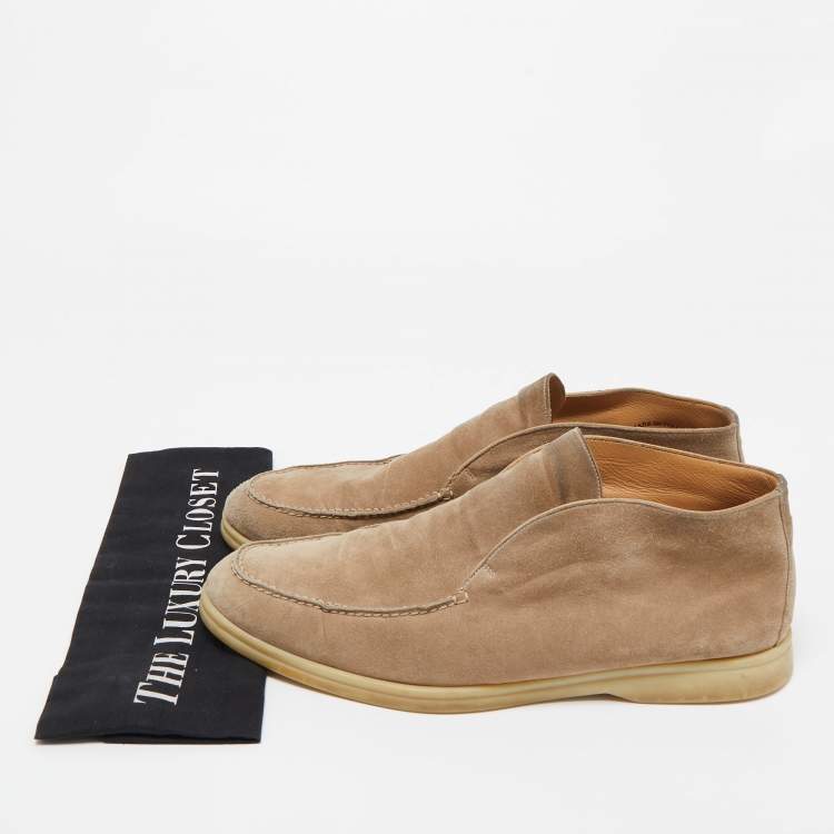 مملوكة مسبقًا Loro Piana Beige Suede Open Walk Chukka Boots Size 44