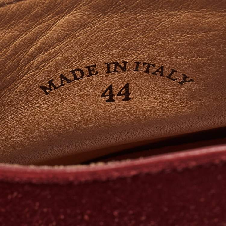 Pre Owned Loro Piana Burgundy Suede Summer Walk Loafers Size 44