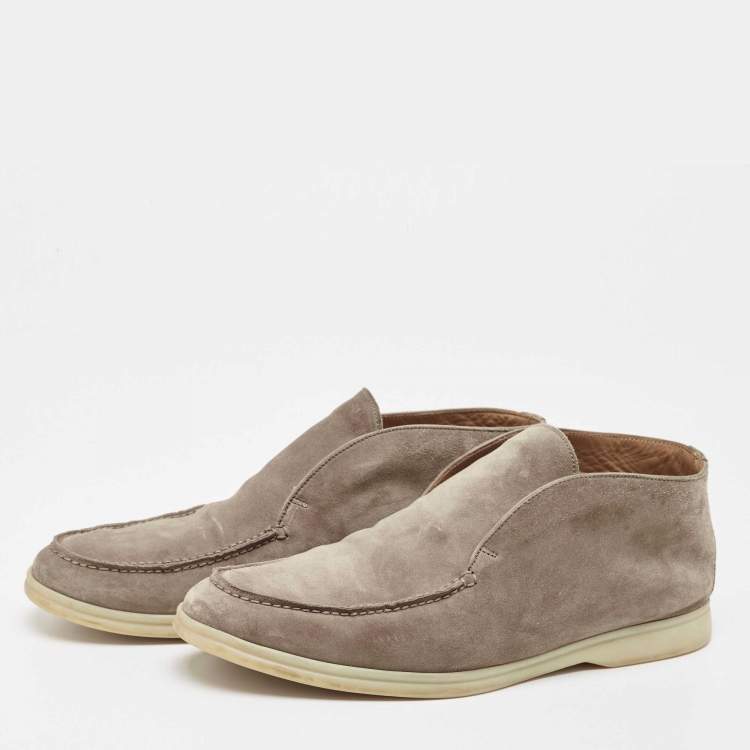Pre Owned Loro Piana Grey Suede Summer Walk Slip On Loafers Size 41.5