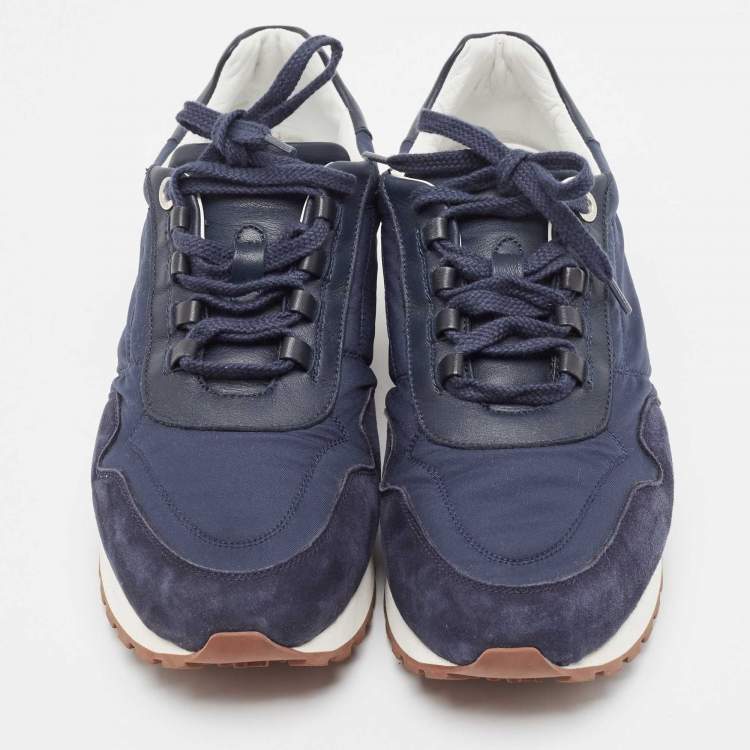 Pre Owned Loro Piana Blue Suede And Nylon Low Top Sneakers Size 40