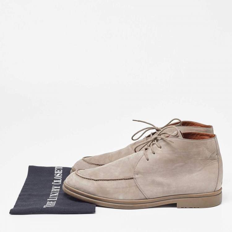 Pre Owned Loro Piana Grey Suede Namib Walk Ankle Boots Size 45