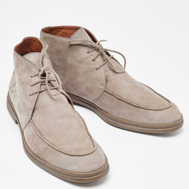 Pre Owned Loro Piana Grey Suede Namib Walk Ankle Boots Size 45