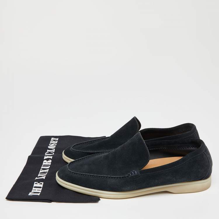 Pre Owned Loro Piana Navy Blue Suede Summer Charms Walk Slip On Loafers Size 42