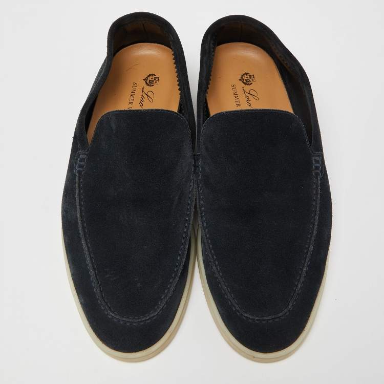 Pre Owned Loro Piana Navy Blue Suede Summer Charms Walk Slip On Loafers Size 42