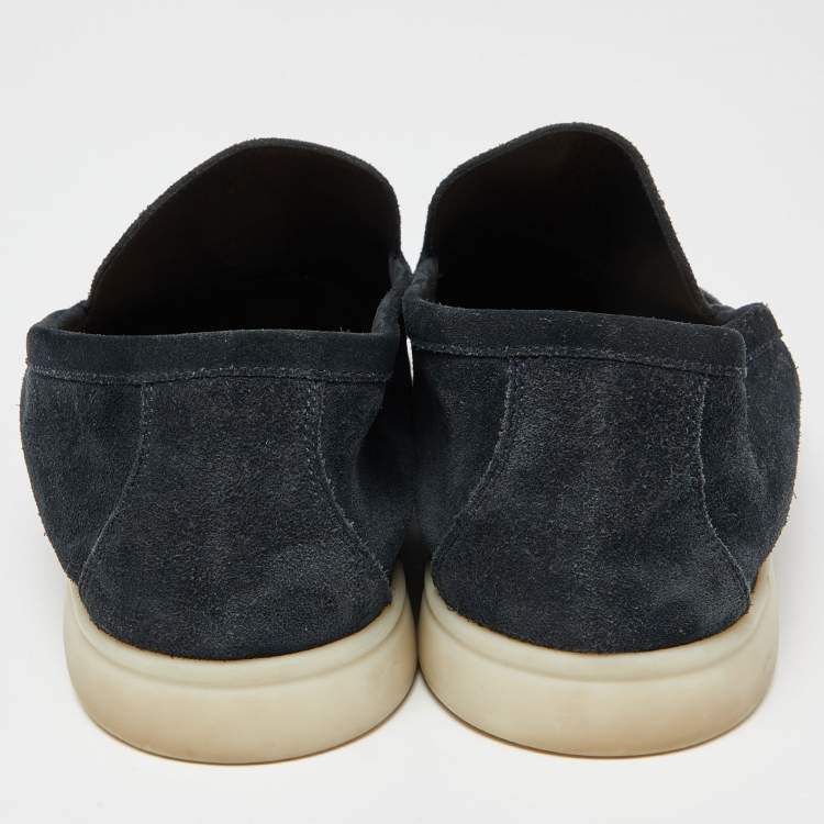 Pre Owned Loro Piana Navy Blue Suede Summer Charms Walk Slip On Loafers Size 42
