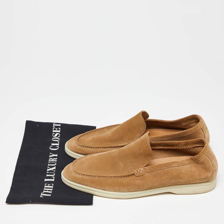 Pre Owned Loro Piana Brown Suede Summer Walk Slip On Loafers Size 42.5