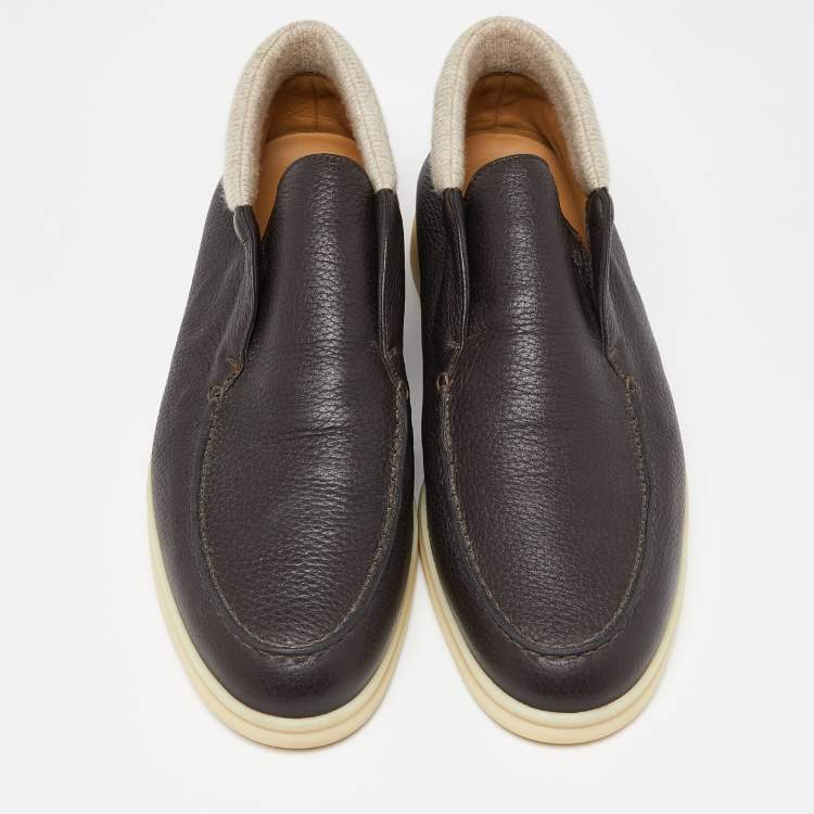 مملوكة مسبقًا Loro Piana Brown Leather Open Walk Ankle Boots Size 42