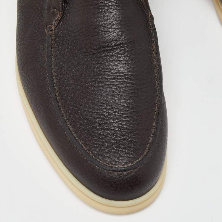مملوكة مسبقًا Loro Piana Brown Leather Open Walk Ankle Boots Size 42