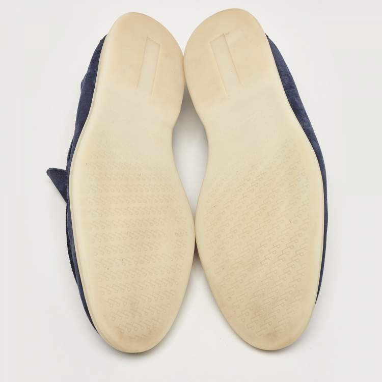 Pre Owned Loro Piana Blue Suede Summer Walk Loafers Size 45.5