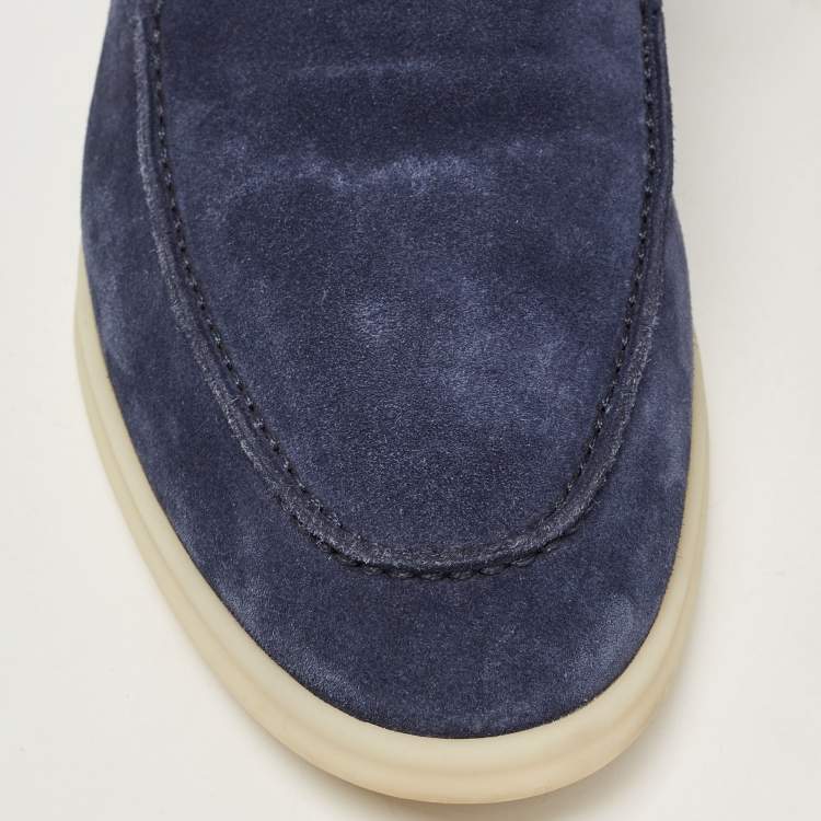 Pre Owned Loro Piana Blue Suede Summer Walk Loafers Size 45.5
