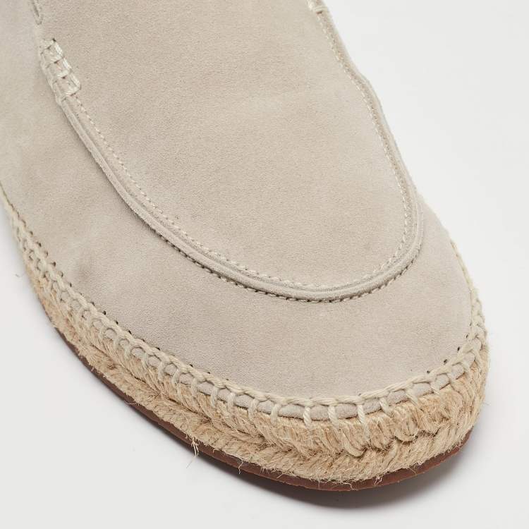 Pre Owned Loro Piana Grey Suede Open Walk Loafers Size 45
