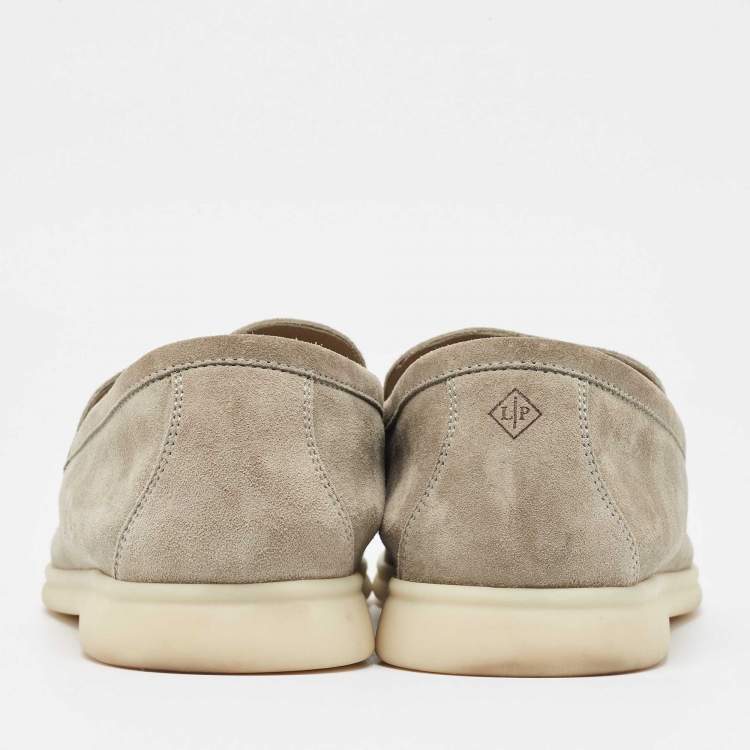 Pre Owned Loro Piana Grey Suede Summer Walk Slip On Loafers Size 42
