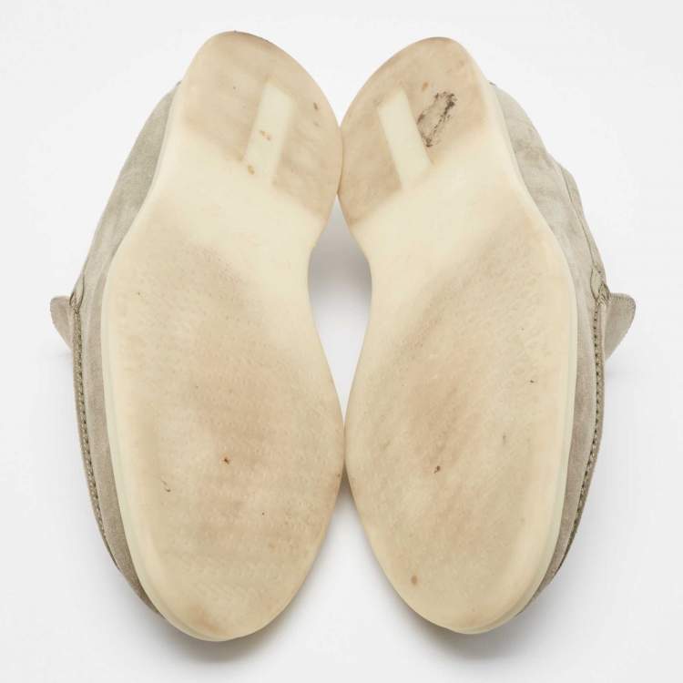 Pre Owned Loro Piana Grey Suede Summer Walk Slip On Loafers Size 42