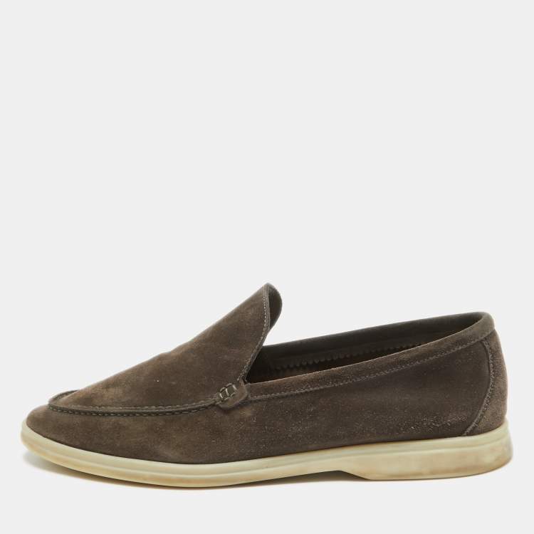 Pre Owned Loro Piana Grey Suede Summer Walk Loafers Size 44