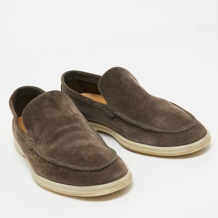 Pre Owned Loro Piana Grey Suede Summer Walk Loafers Size 44