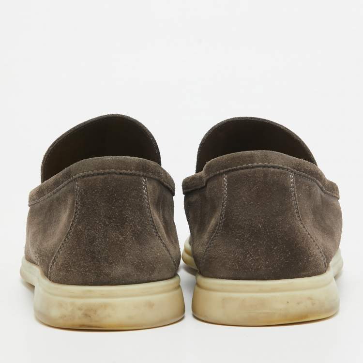 Pre Owned Loro Piana Grey Suede Summer Walk Loafers Size 44