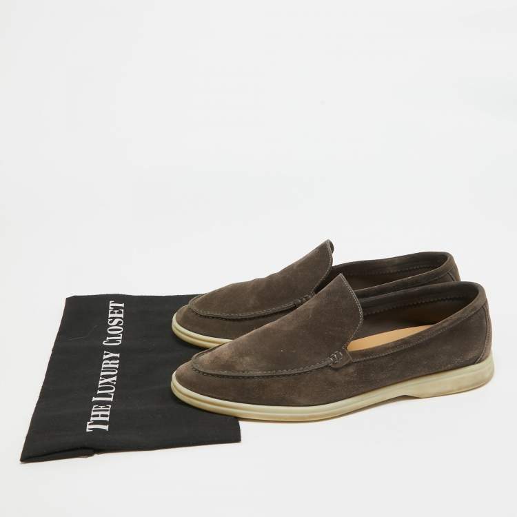 Pre Owned Loro Piana Grey Suede Summer Walk Loafers Size 44