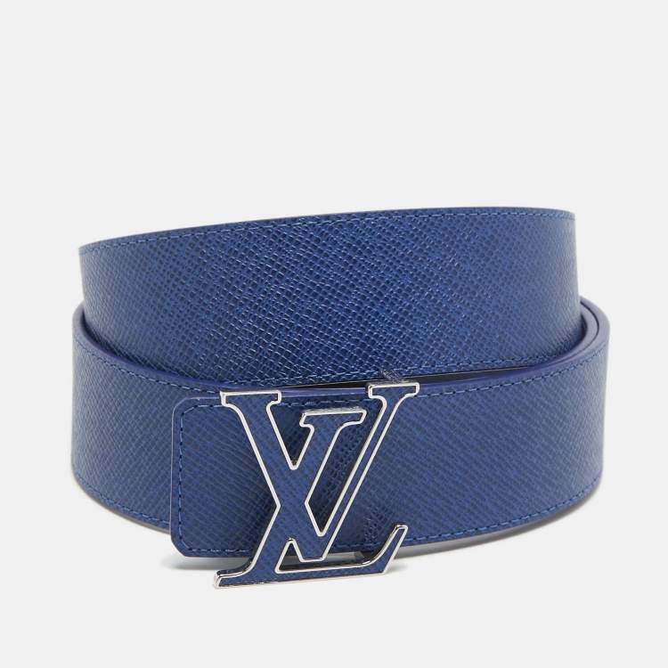 Pre Owned Louis Vuitton Blue Monogram Canvas LV Initiales Reversible Belt 110CM