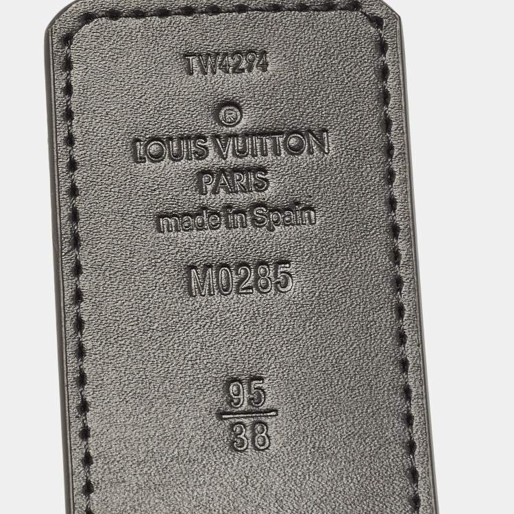 Pre Owned Louis Vuitton Monogram Eclipse Reverse Canvas LV Initiales Reversible Belt 95 CM