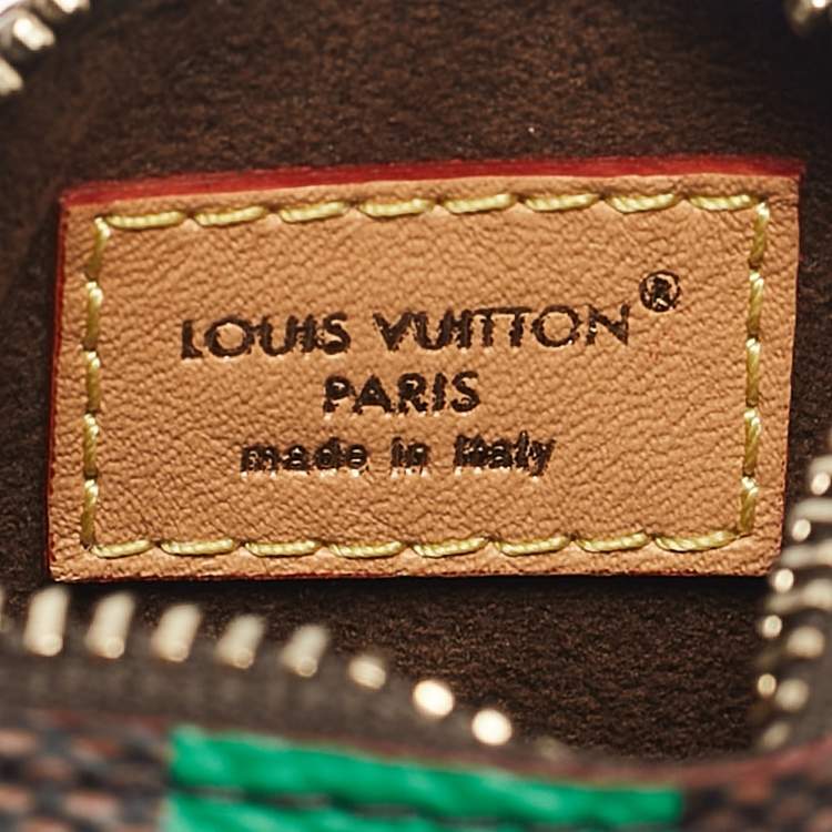 Pre Owned Louis Vuitton Green Damier Pop Canvas Mini Speedy Bag Charm