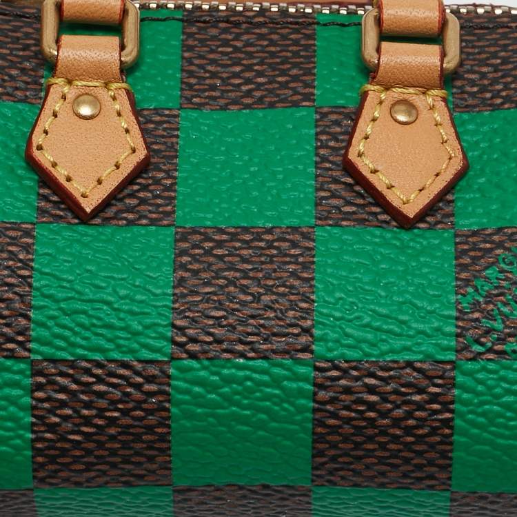 Pre Owned Louis Vuitton Green Damier Pop Canvas Mini Speedy Bag Charm