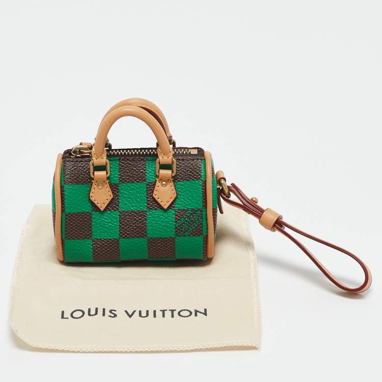 Pre Owned Louis Vuitton Green Damier Pop Canvas Mini Speedy Bag Charm