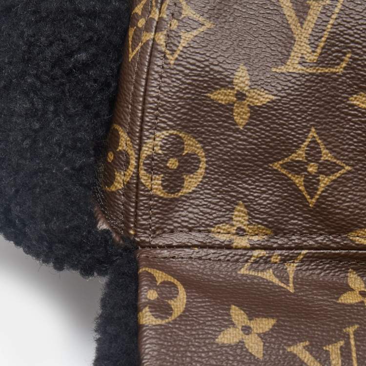 Pre Owned Louis Vuitton Brown Monogram Shearling/Leather Teddy Chapka Hat S