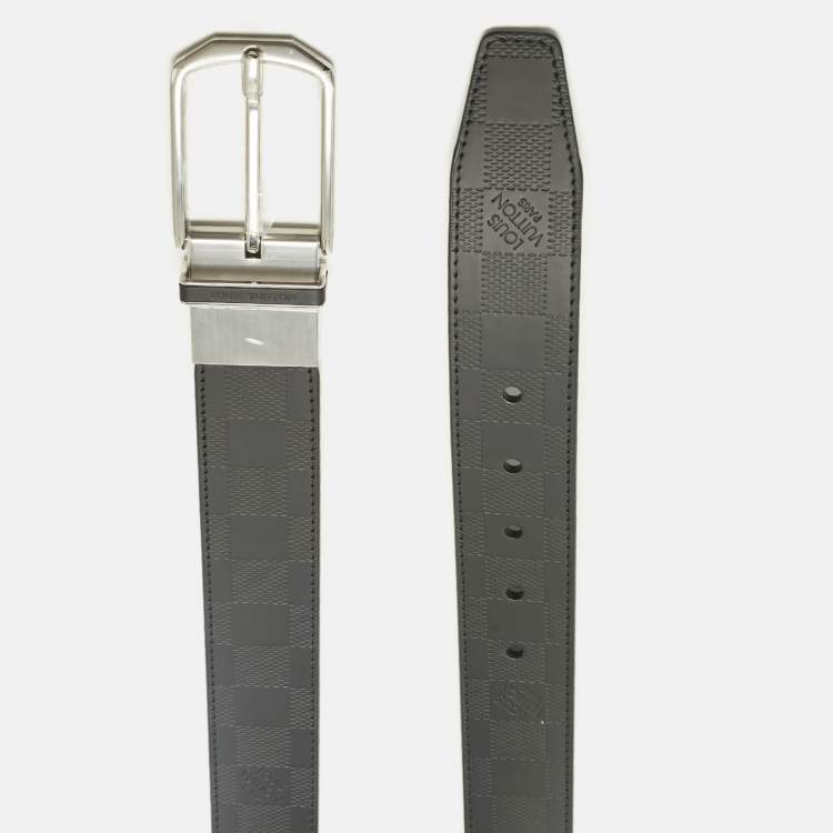Pre Owned Louis Vuitton Reversible Belt Black Damier Infini Leather 