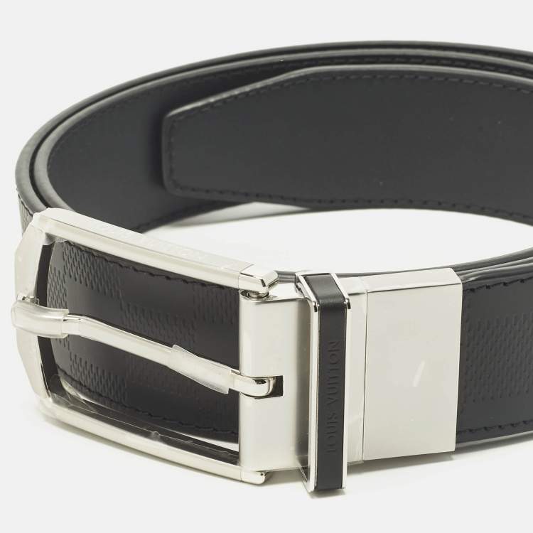 Pre Owned Louis Vuitton Reversible Belt Black Damier Infini Leather 