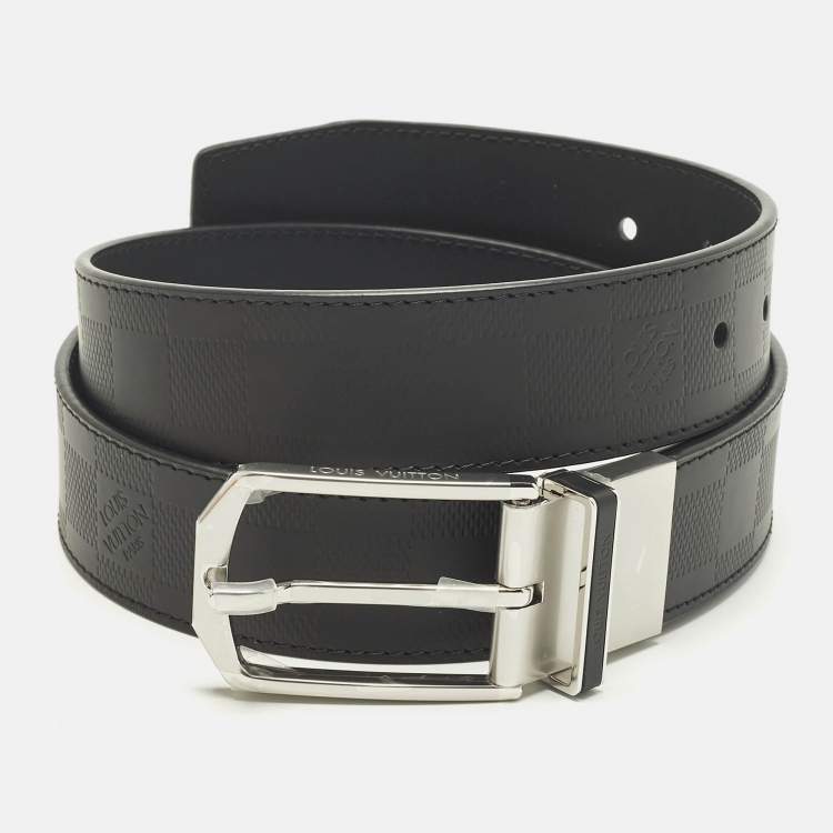 Pre Owned Louis Vuitton Reversible Belt Black Damier Infini Leather 