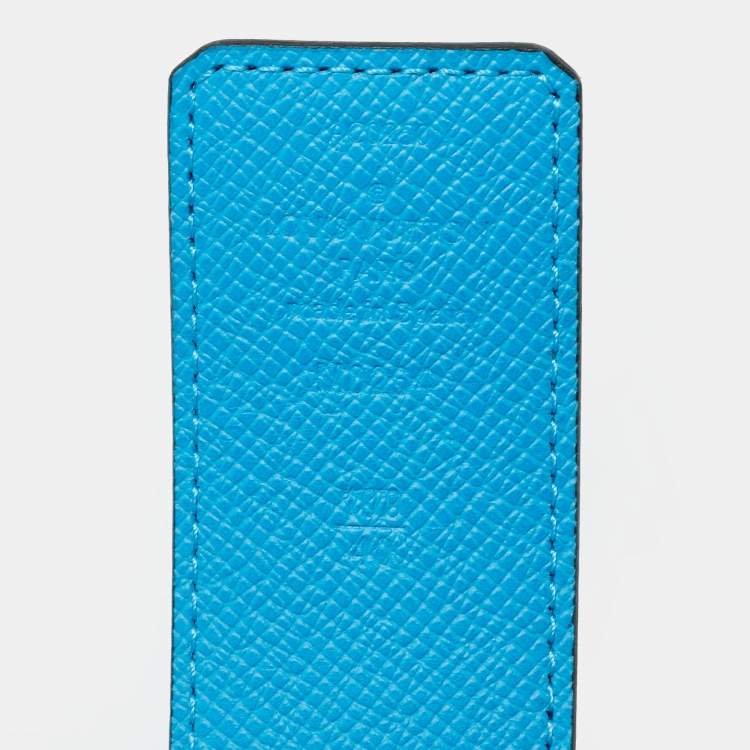 Pre Owned Louis Vuitton LV Initiales 100 CM Reversible Buckle Belt Lagoon Blue Monogram Canvas