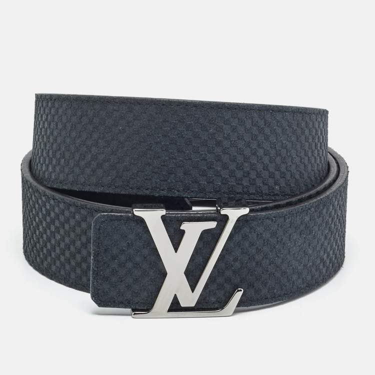 مملوكة مسبقًا Louis Vuitton LV Initiales 110 CM Buckle Belt Carbon Petit Damier Suede