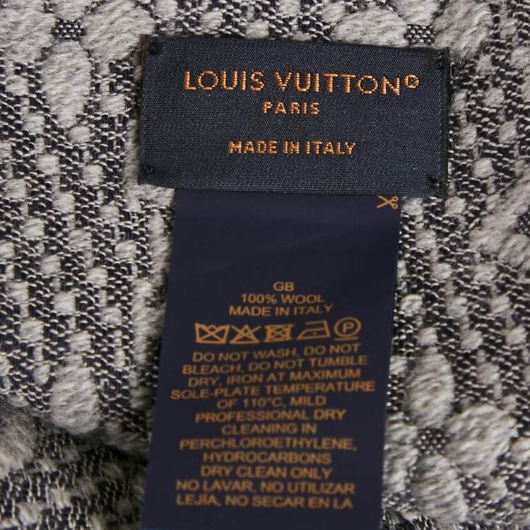 Pre Owned Louis Vuitton Grey Monogram Wool Classic Scarf