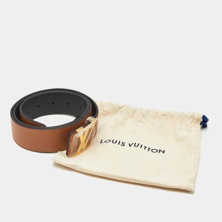 Pre Owned Louis Vuitton LV Initiales 90CM Reversible Belt Brown/Black Taurillon Leather