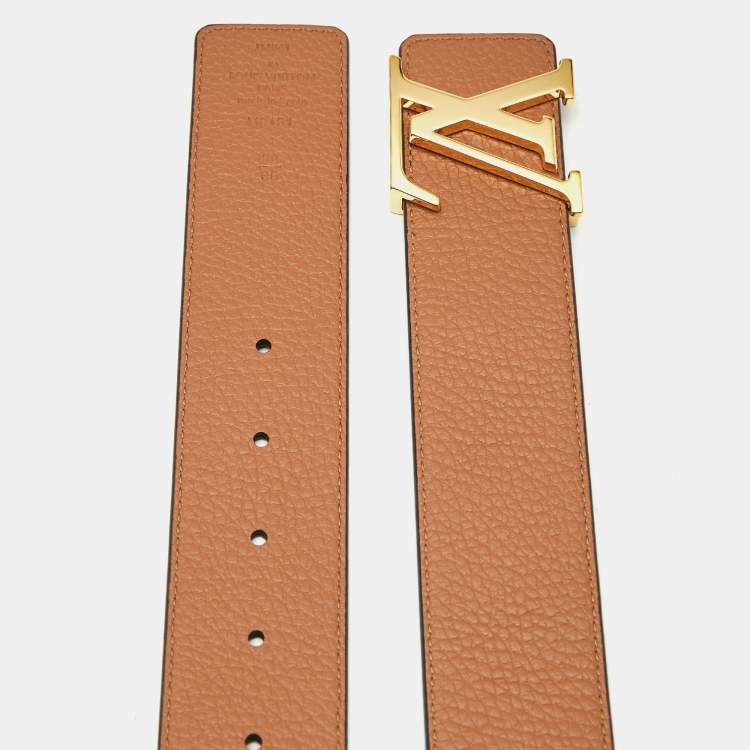 Pre Owned Louis Vuitton LV Initiales 90CM Reversible Belt Brown/Black Taurillon Leather