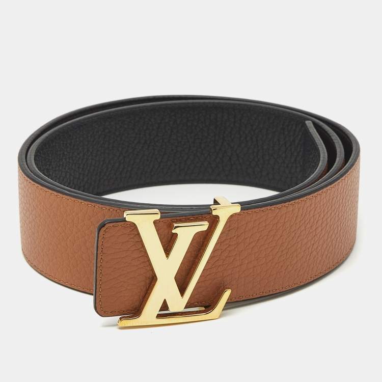 Pre Owned Louis Vuitton LV Initiales 90CM Reversible Belt Brown/Black Taurillon Leather