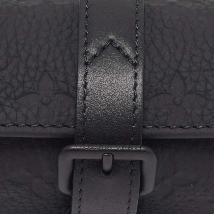 Pre Owned Louis Vuitton 3 Watch Case Black Monogram Taurillon Leather