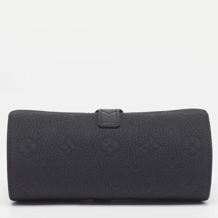Pre Owned Louis Vuitton 3 Watch Case Black Monogram Taurillon Leather