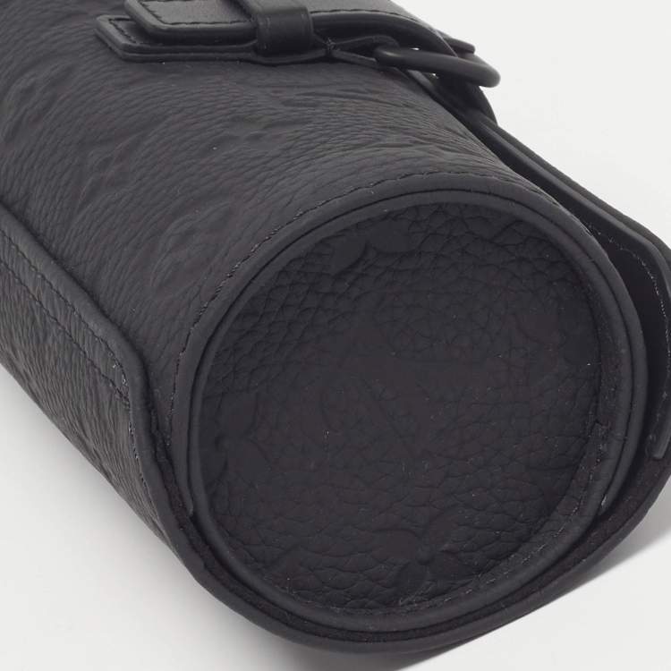 Pre Owned Louis Vuitton 3 Watch Case Black Monogram Taurillon Leather