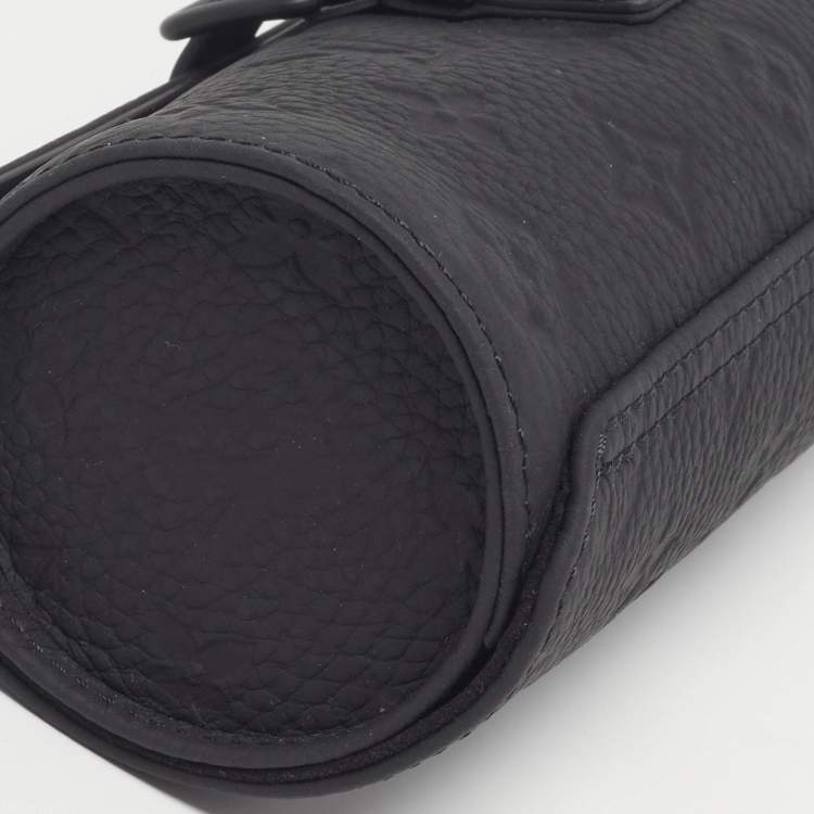 Pre Owned Louis Vuitton 3 Watch Case Black Monogram Taurillon Leather