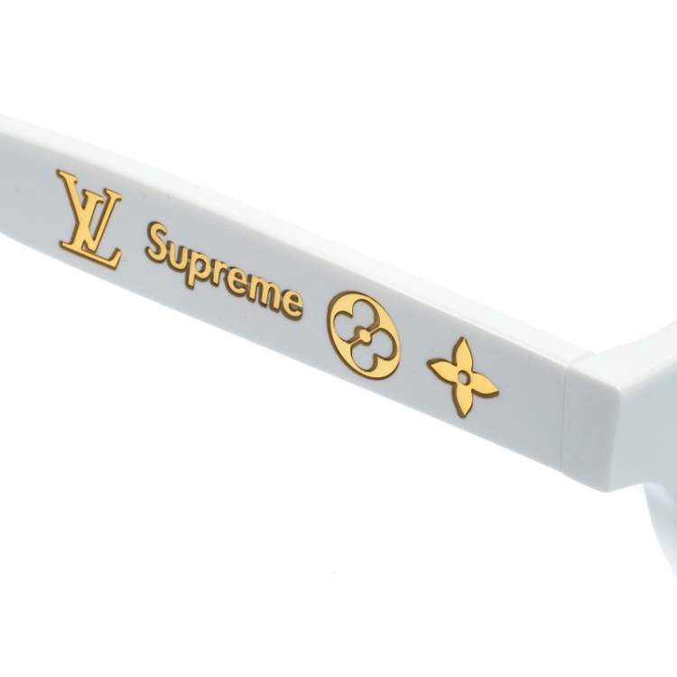 مملوكة مسبقًا Louis Vuitton x Supreme White / Grey Z0991W Downtown Round Sunglasses