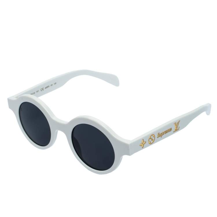 مملوكة مسبقًا Louis Vuitton x Supreme White / Grey Z0991W Downtown Round Sunglasses