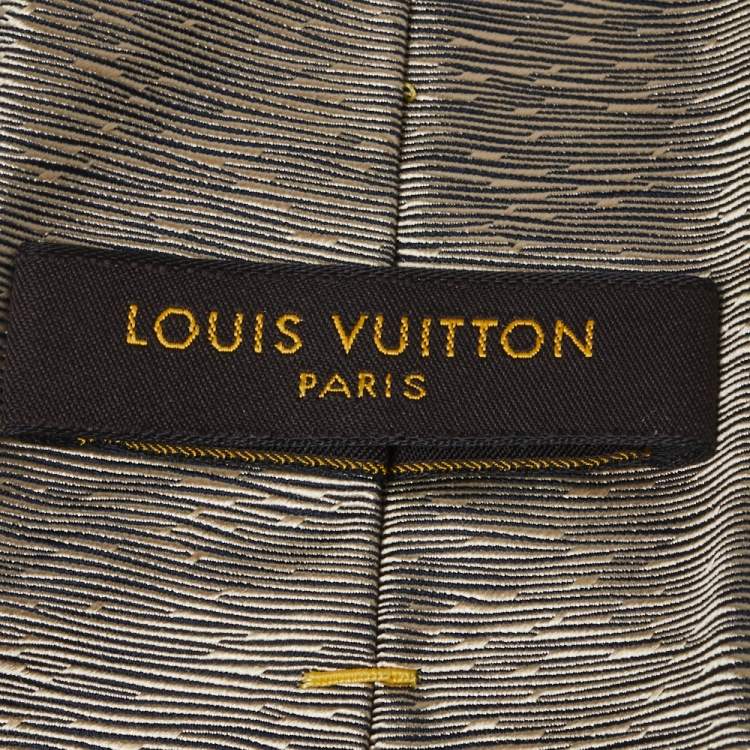 مملوكة مسبقًا Louis Vuitton Metallic Gold Jacquard Silk Tie