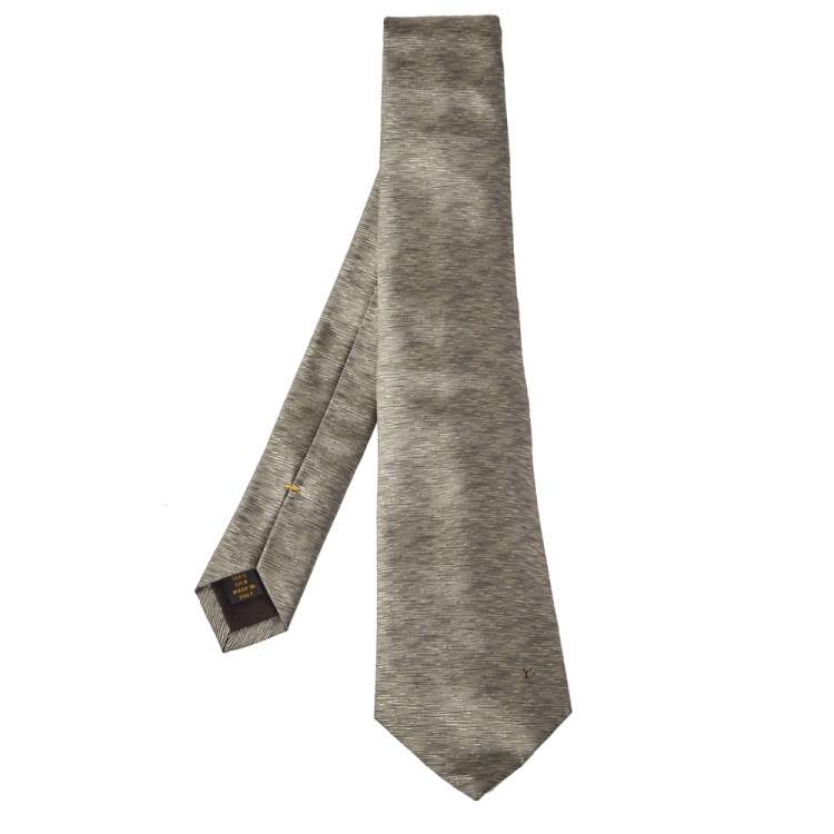 مملوكة مسبقًا Louis Vuitton Metallic Gold Jacquard Silk Tie