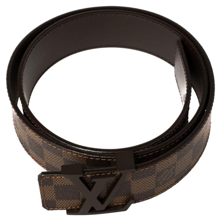 Pre Owned Louis Vuitton Damier Ebene Canvas LV Initiales Belt 90CM