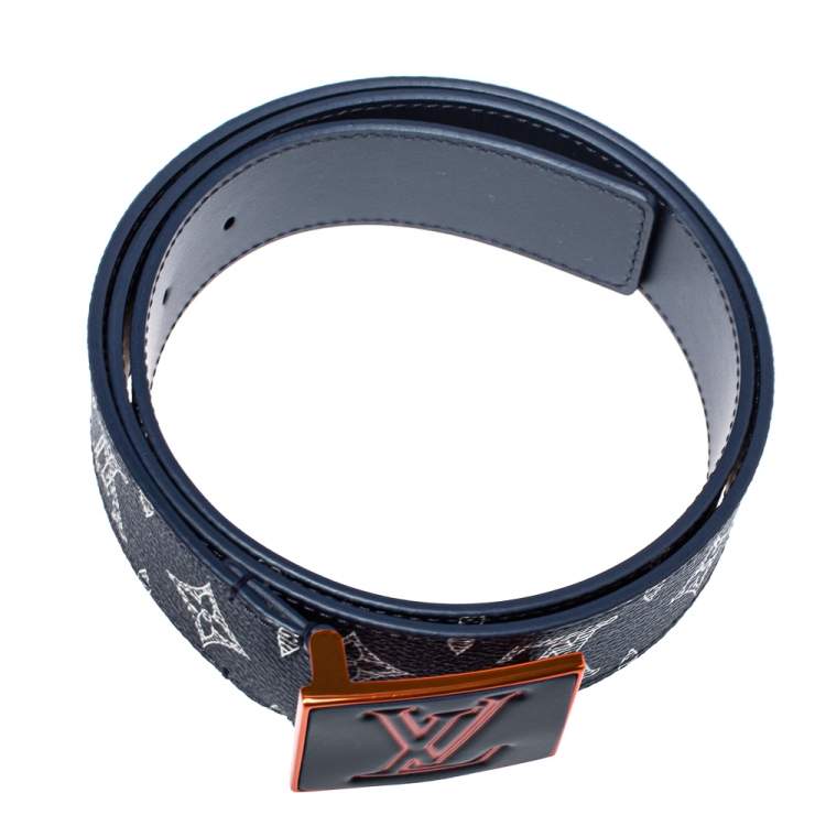 Pre Owned Louis Vuitton Upside Down Monogram Ink Metropole Belt 95CM