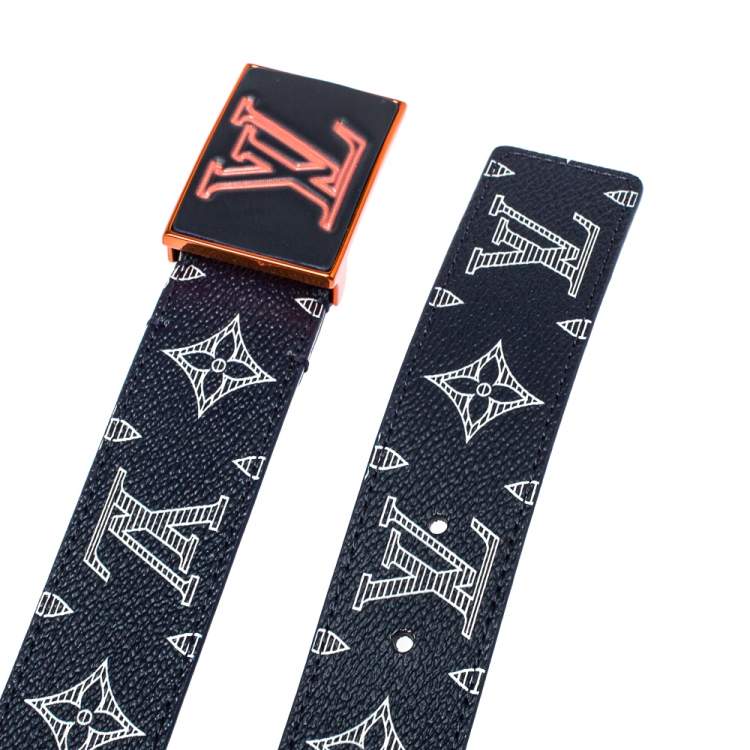 Pre Owned Louis Vuitton Upside Down Monogram Ink Metropole Belt 95CM