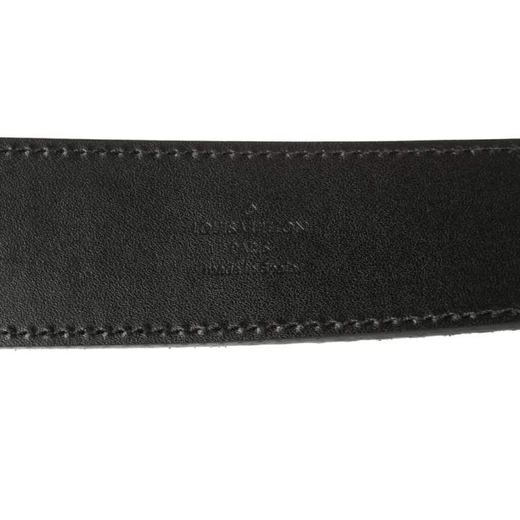Pre Owned Louis Vuitton Black Mini Damier Suede Initiales Belt 105CM