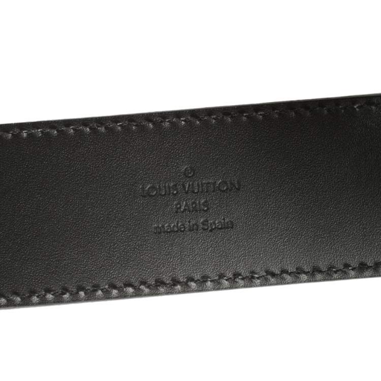 Pre Owned Louis Vuitton Black Mini Damier Suede Initiales Belt 100CM