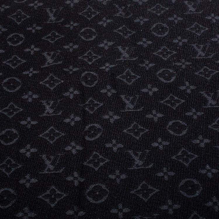 Pre Owned Louis Vuitton Black Monogram Wool Classic Scarf